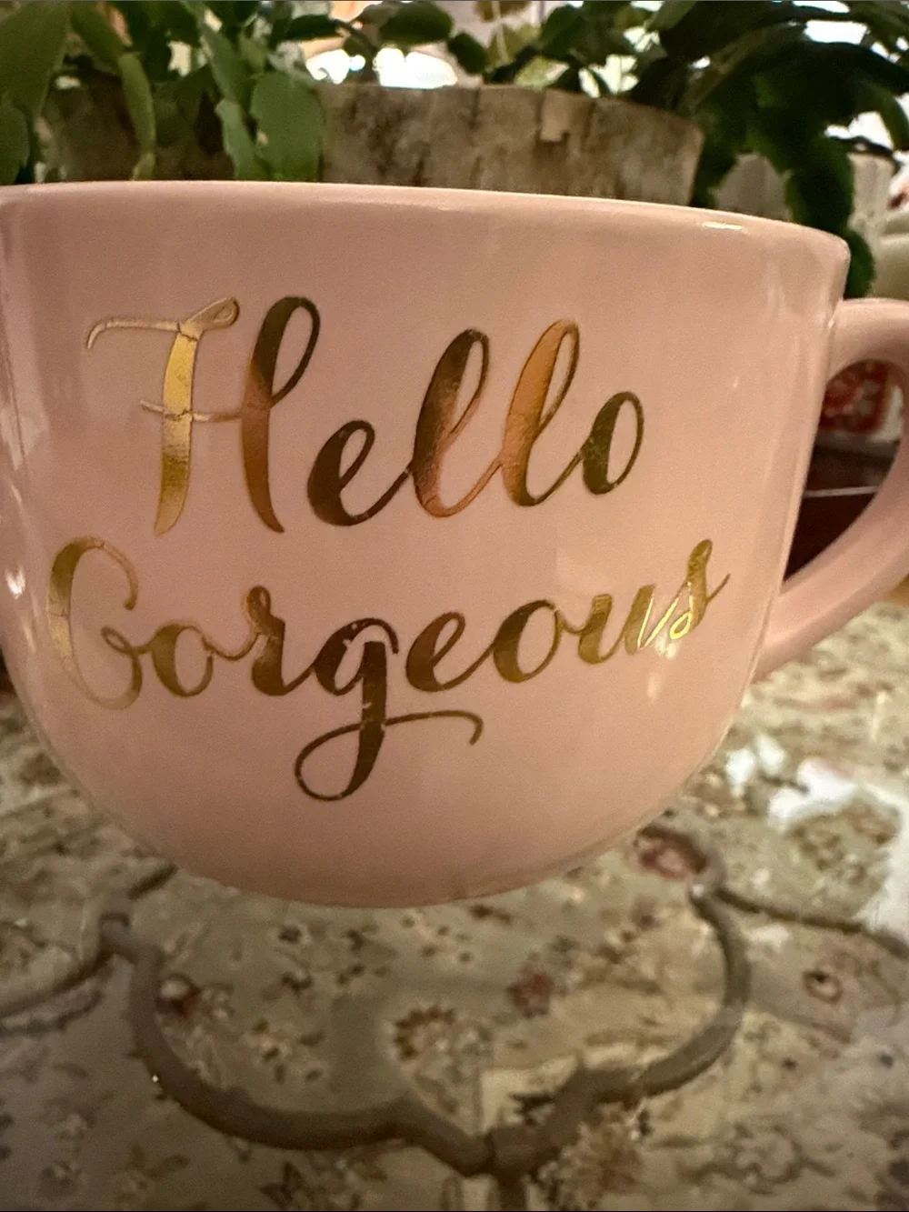 Glam Girly Coquette Babe-boss Girl Boss Pink Hello Gorgeous Jumbo mug gold lips